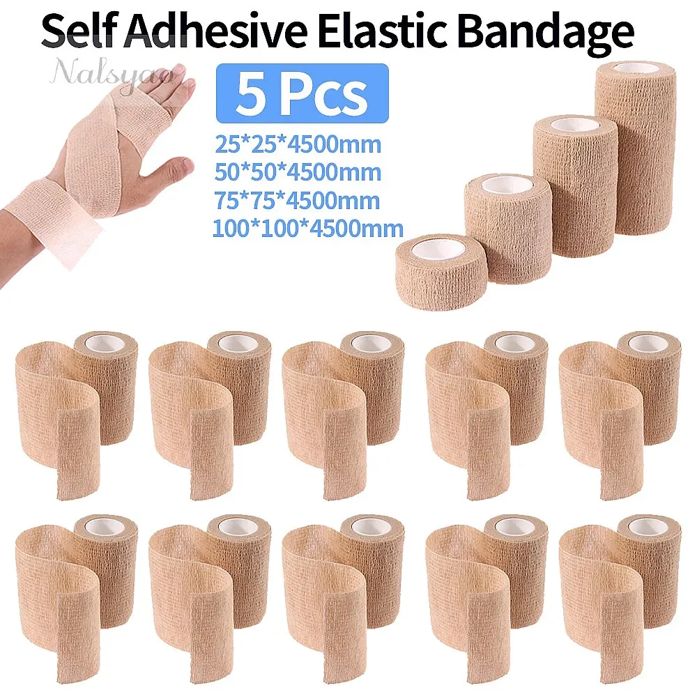 Medical Tape - 5 Pcs 2.5/5/7.5/10cm Self Adhesive Elastic